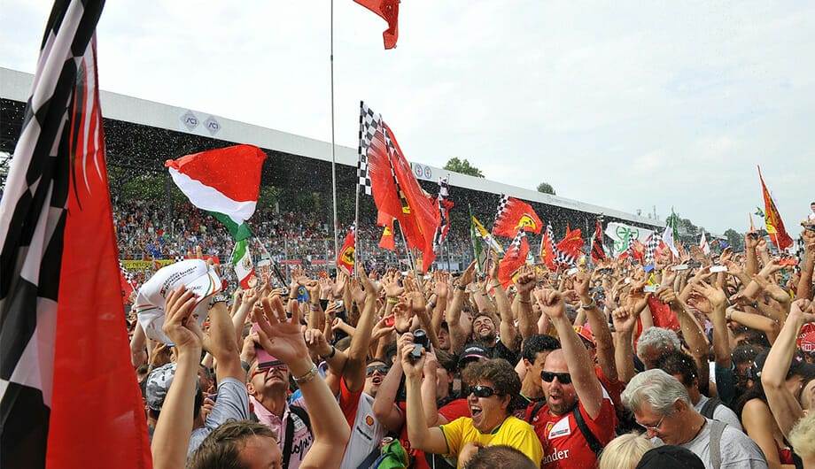 crowd cheering Italian Grand Prix F1 at Monza circuit near milan italy