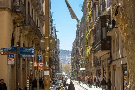popular street for tourists in Barcelona Spain