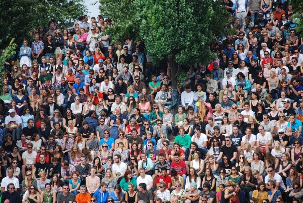 spectators attending an outdoor event in berlin germany