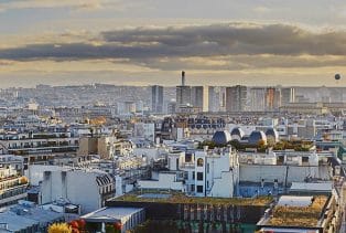Aerial view of Paris City Neighborhoods popular with tourists