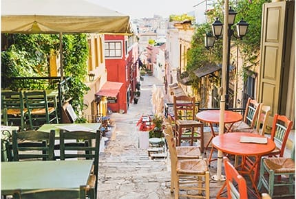 outdoor area in athens greece popular with tourists