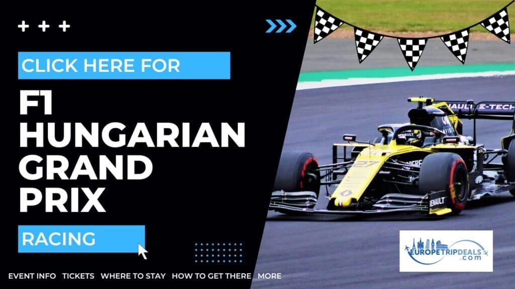 race car advertisement for formula 1 race near budapest hungary