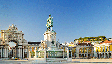 statue in the praca do comercio lisbon portugal