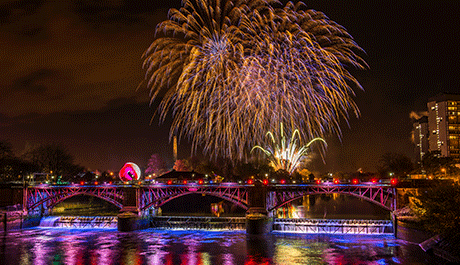 Fireworks display at event near Glasgow Green scotland, uk