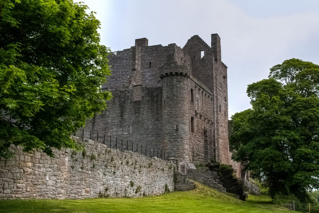 Ruins of the famous Craigmillar castle keep from outside, Scotland, UK
