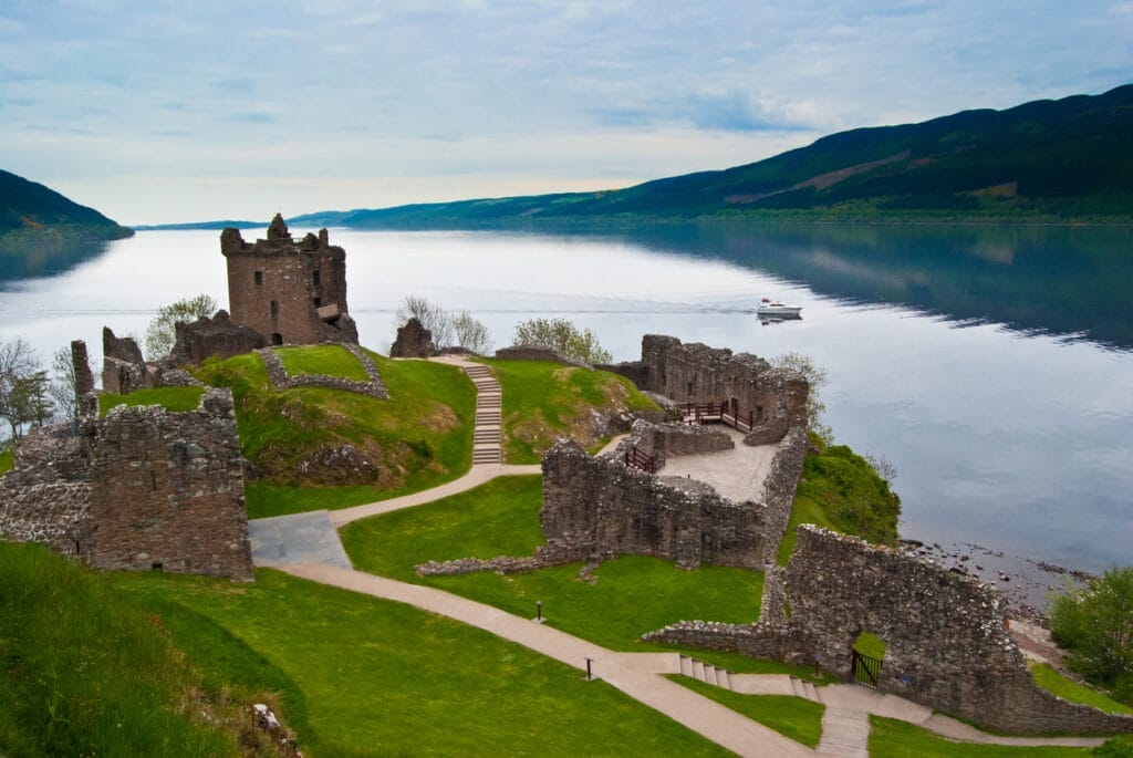 Famous Urquhart Castle at Loch Ness in Scotland.
