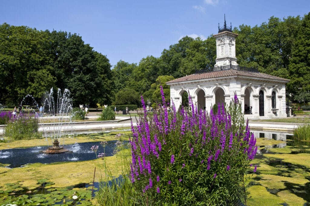 The Italian Garden in Kensington Gardens in London.