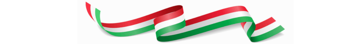 Green, white, and red Hungarian flag decoration at a cultural event in Budapest.